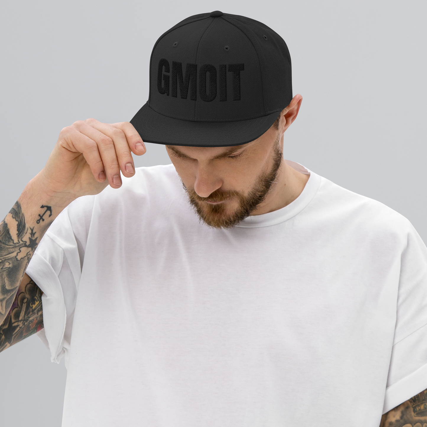 Gmoit mit Licht und Farbe Black in Black - 3D-Stickung Snapback-Cap