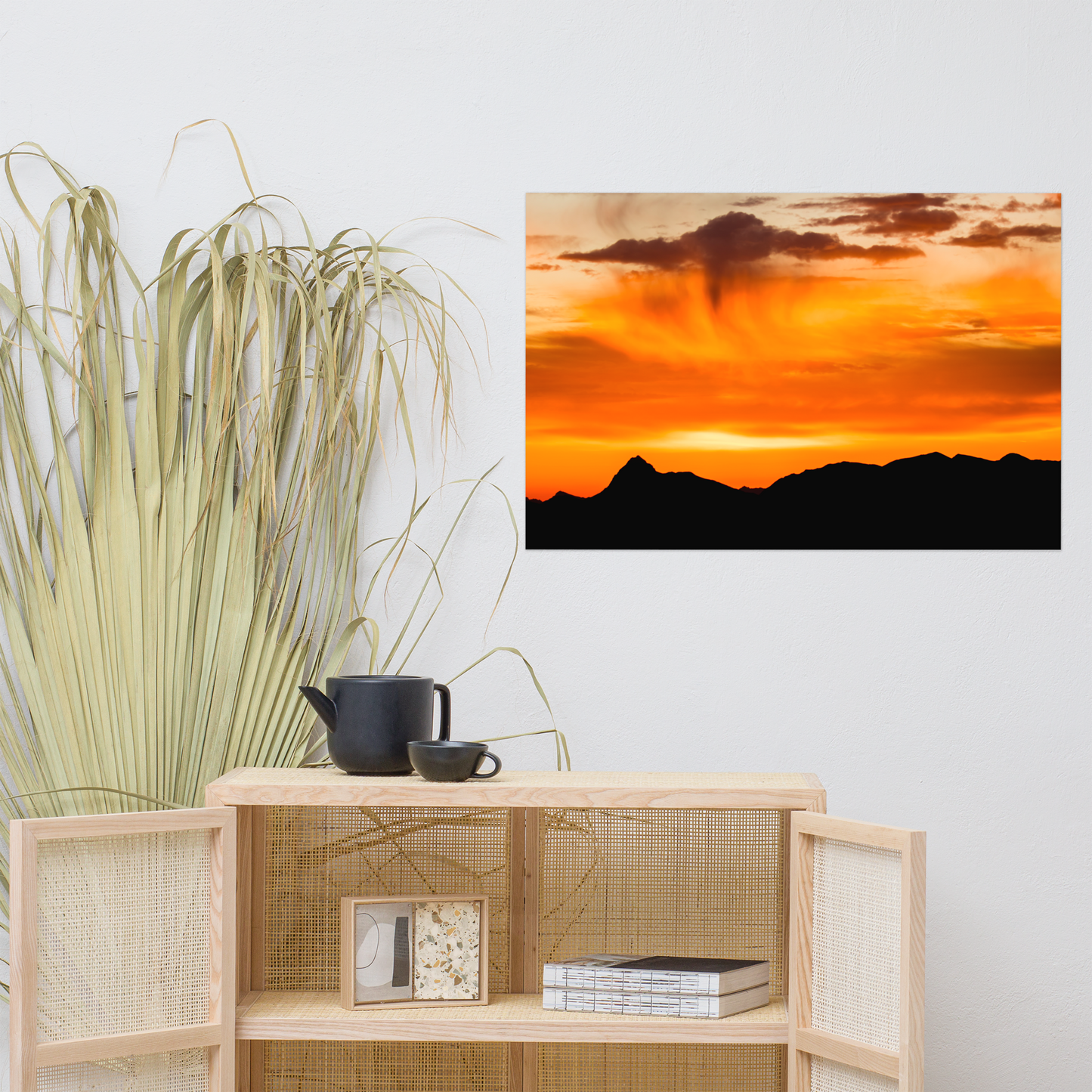 Bergsilhouette bei Sonnenaufgang - Poster