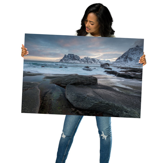 Uttakleiv Beach auf den Lofoten - Poster