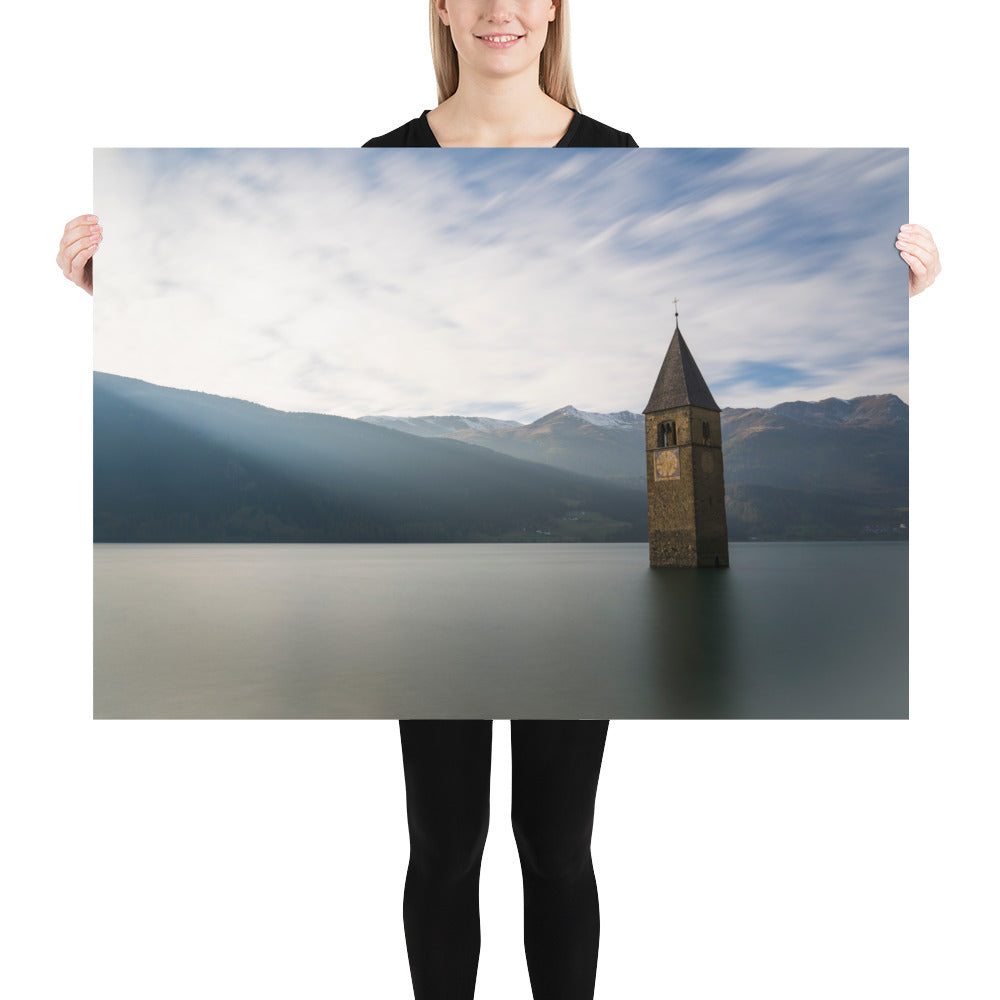 Reschensee mit Kirchturm - Poster
